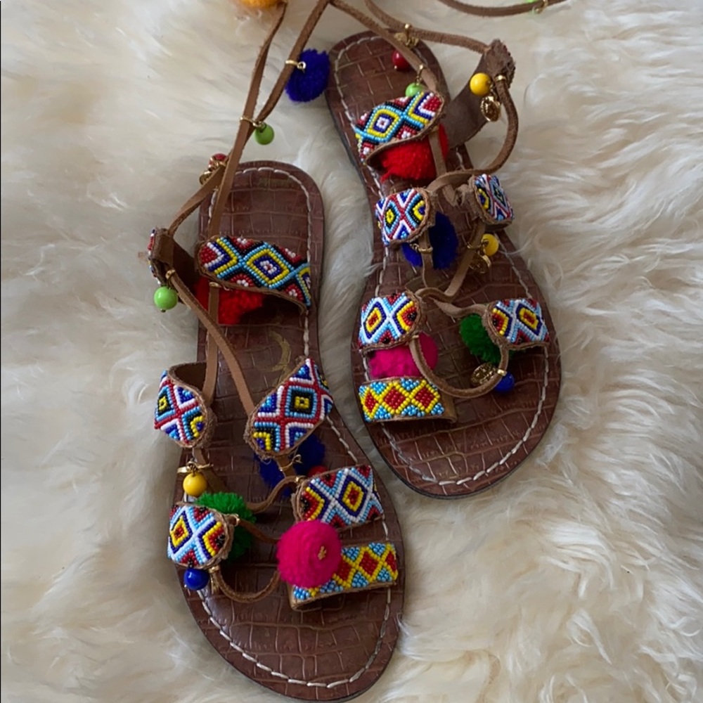 Sam Edelman Pom Pom Lace Up Sandal